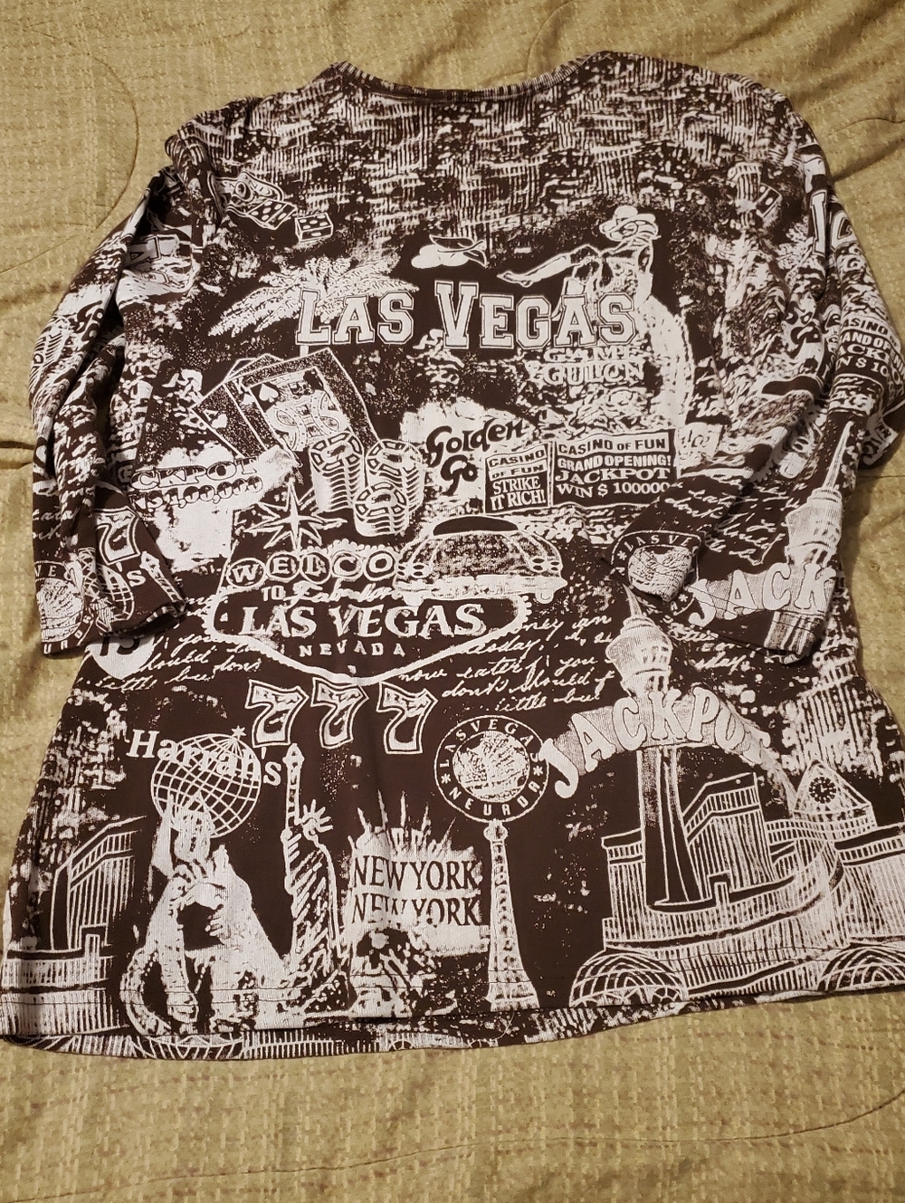 Vtg 90’s Take Two Travel Brown And White Beaded Collage Top Women’s 1X Y2K Indie - Picture 7 of 7